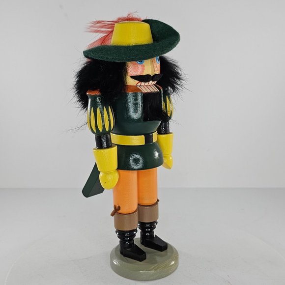 Vintage Expertic GDR Erzgebirge 9” Musketeer Wood Nutcracker Label - Picture 2 of 9
